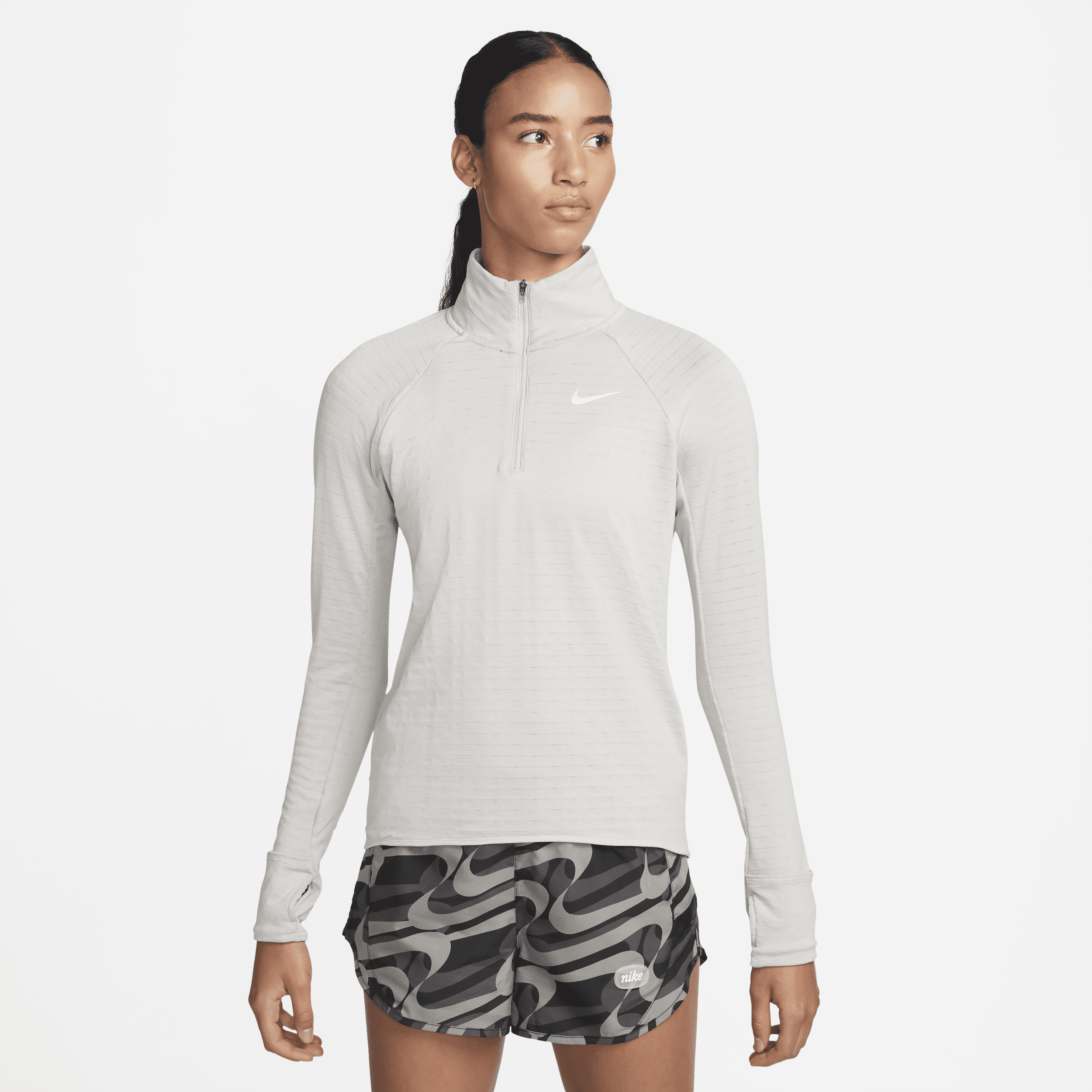 Nike Therma-FIT Element Hardlooptop met halflange ritssluiting voor dames - Grijs