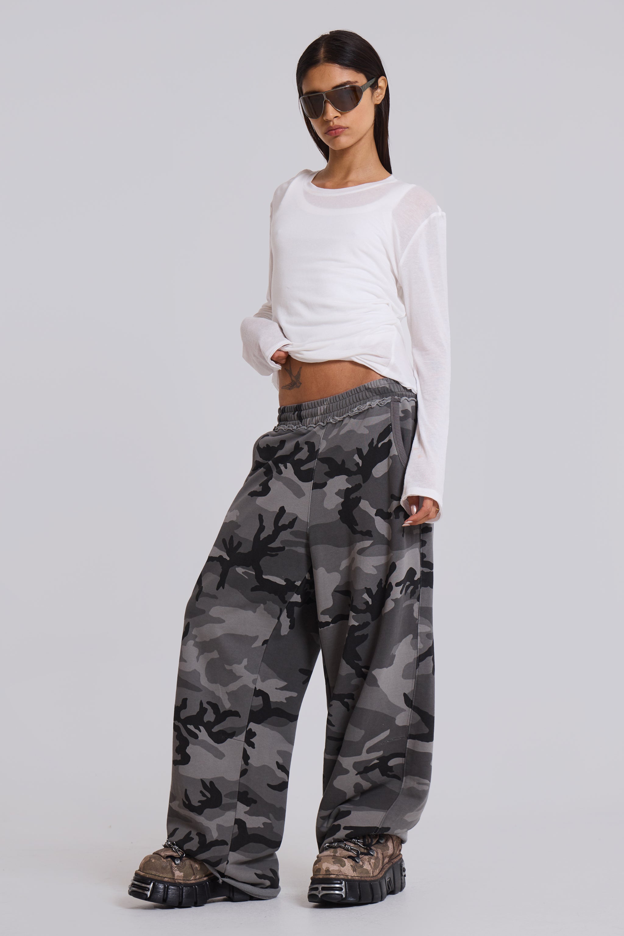 Jaded London Black Baggy Camo Monster Joggers