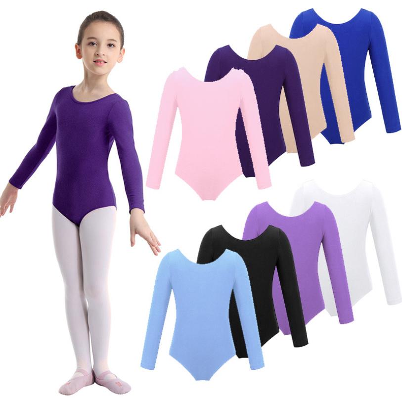 Ranrann Gymnastiek Turnpakjes voor meisjes Lange Mouw Ballet Danseres Turnpak Jurk Kids Dans Kleding 2-3 Years lavendel