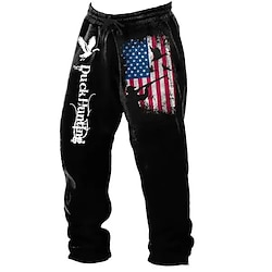 Light in the box Voor heren Amerikaanse Amerikaanse vlag Jogger Fleece joggingbroek Trekkoord elastische taille Vintage Casual Buiten Straat Dagelijks gebruik Zak Broek met rechte pijpen Warmte-isolerend Winter