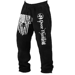 Light in the box Voor heren Amerikaanse Amerikaanse vlag Hert Jogger Fleece joggingbroek Trekkoord elastische taille Vintage Casual Buiten Straat Dagelijks gebruik Zak Broek met rechte pijpen Warmte-isolerend Winter