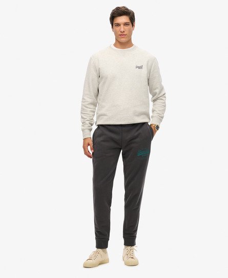 Superdry Mannen Klassieke Vintage Joggingbroek met Logo en Print Zwart