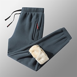 Light in the box Voor heren Sherpa Atletische broek Joggingbroeken Jogger Broek Zak Trekkoord Elastische taille Effen Comfort Warm Buitensporten Dagelijks Modieus Casual Leger groen Zwart Micro-elastisch