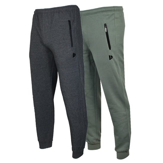 Donnay Donnay Heren - 2-Pack - Joggingbroek Jack - Donkergrijs & Jungle Green