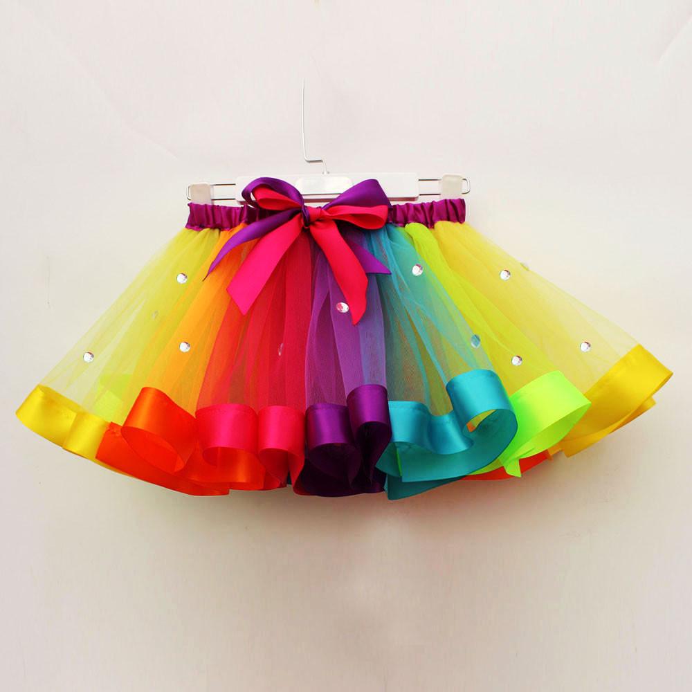 Tabajw KPARK Meisjes Kids Tutu Tule Party Dance Ballet Peuter Rainbow Baby Kostuum Rok S veelkleurig