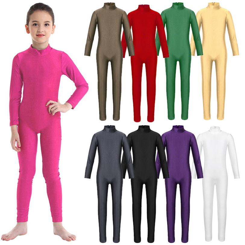 Ranrann Kinderen Meisjes Lange Mouwen Rits Ballet Dans Gymnastiek Turnpakje Jumpsuit Unitard Dancewear 3-4 Years zwart