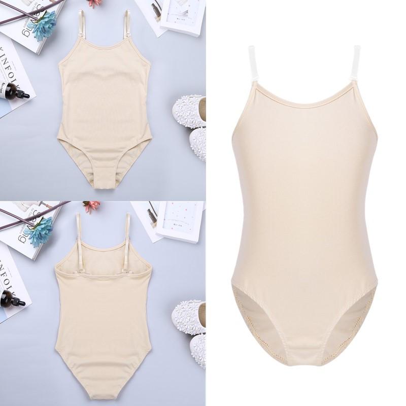 Fldy Kids meisjes naadloze camisole turnpak onderkleding met verstelbare riemen voor balletdans gymnastiek 7-8 Years nude