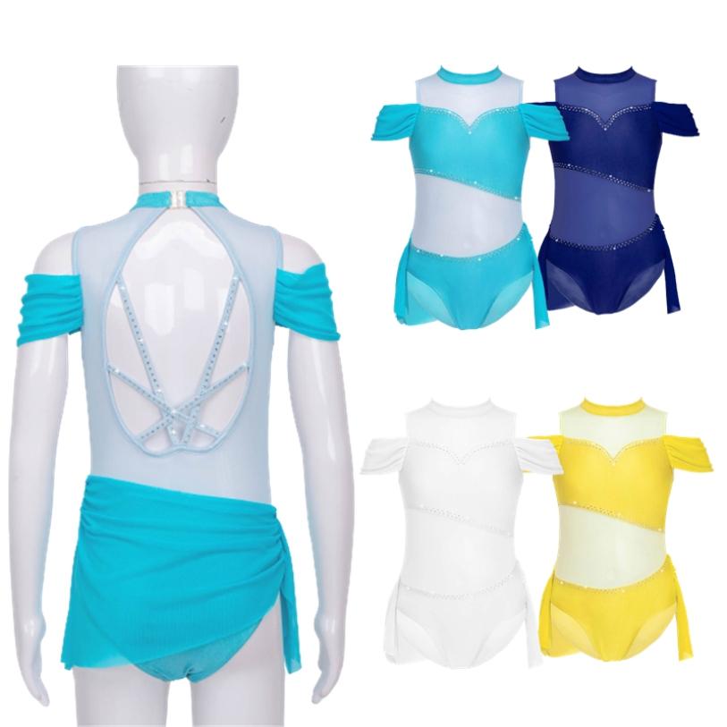 WinYing Kinderen Meisjes Mouwloos Sport Gymnastiek Workot Bodysuit Kinderen Patchwork Ballet Dans Turnpakje Ballerina Fee Feestkostuums 5-6 Years blauw