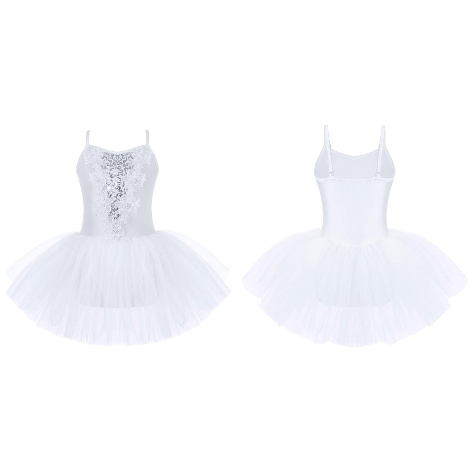 Daenrui Balletdansjurk voor kinderen meisjes Glanzende pailletten Strass Bloemen Ballet Tutu Mesh Jurk Ballerina Danskleding 5-6 Years mintgroene kleur