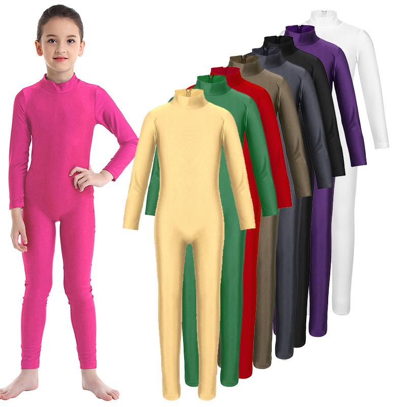 Linjinx Kinderen meisjes lange mouw dans gymnastiek turnpakje unitard volledige lengte bodysuit kostuum danskleding 3-4 Years zwart