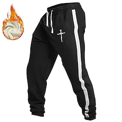 Light in the box Voor heren Tempelierskruis Gestreept Joggingbroeken Broek Fleece joggingbroek Trekkoord elastische taille Vintage Casual Buiten Feestdagen Streetwear Met zakken Warm Met fleece gevoerd Winter