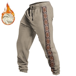 Light in the box Voor heren Aztec Etnisch Joggingbroeken Broek Fleece joggingbroek Trekkoord elastische taille Vintage Casual Buiten Feestdagen Streetwear Met zakken Warm Met fleece gevoerd Winter 3D-afdrukken