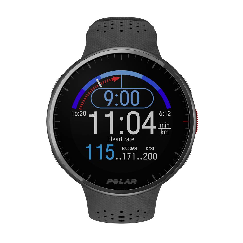 Polar PACER PRO GRY/BLK S-L HR GPS-horloge zonder borstband Carbon, Grijs