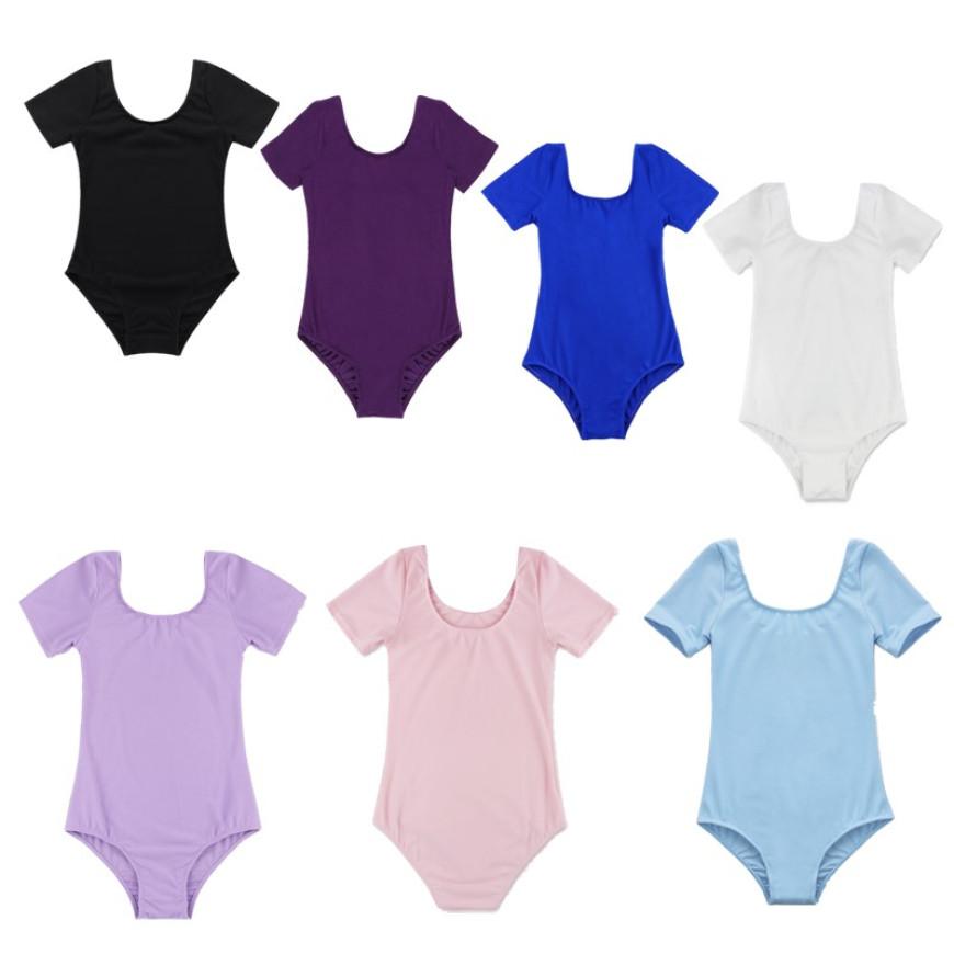 IEFiEL Meisjes balletpakje met korte mouwen Gymnastiek maillots Kinderbodysuit Jumpsuit Ballerina Dansmaillots 2-3 Years zwart