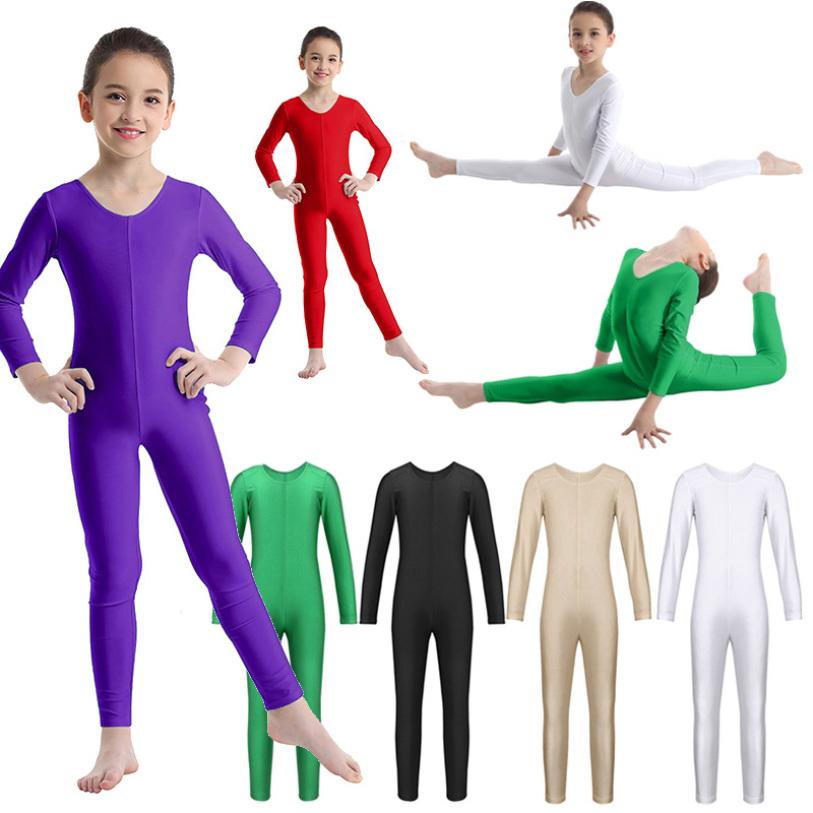 Ranrann Kinderen meisjes lange mouw dans gymnastiek turnpakje unitard volledige lengte bodysuit kostuum danskleding 3-4 Years zwart