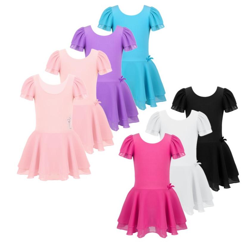 Tiaobug Kinderen Meisjes Ballerina Ballet Turnpakje Jurk Gymnastiek Ballet Tutu Jurk Dancewear Ballet Dans Rok 3-4 Years roze