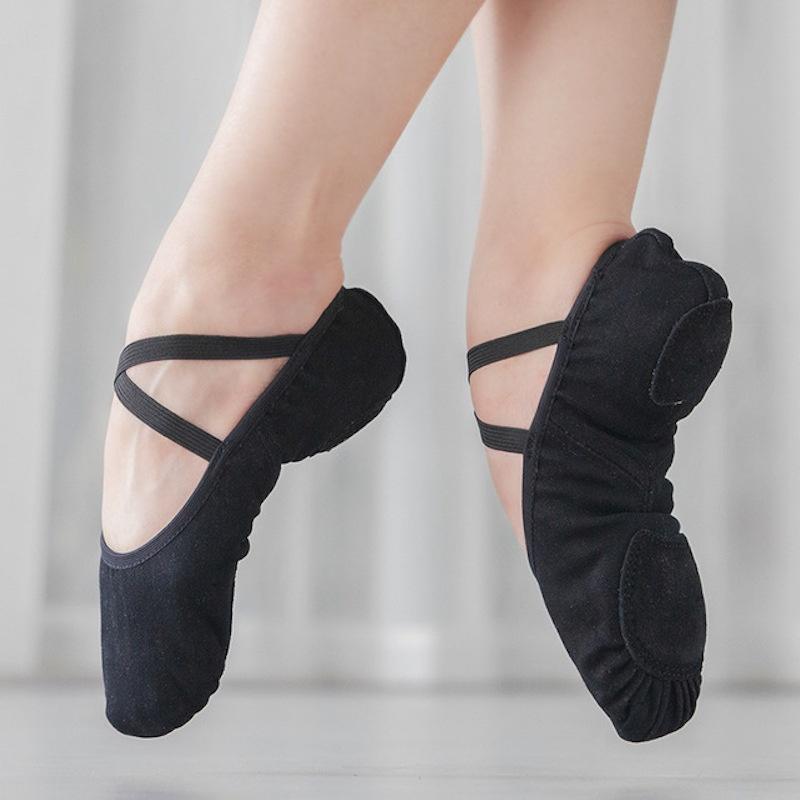 HZYshowing Dance Dames Meisjes Balletschoenen Stretch Canvas Ballet Split Sole Dans Yoga Schoenen 25 zwart