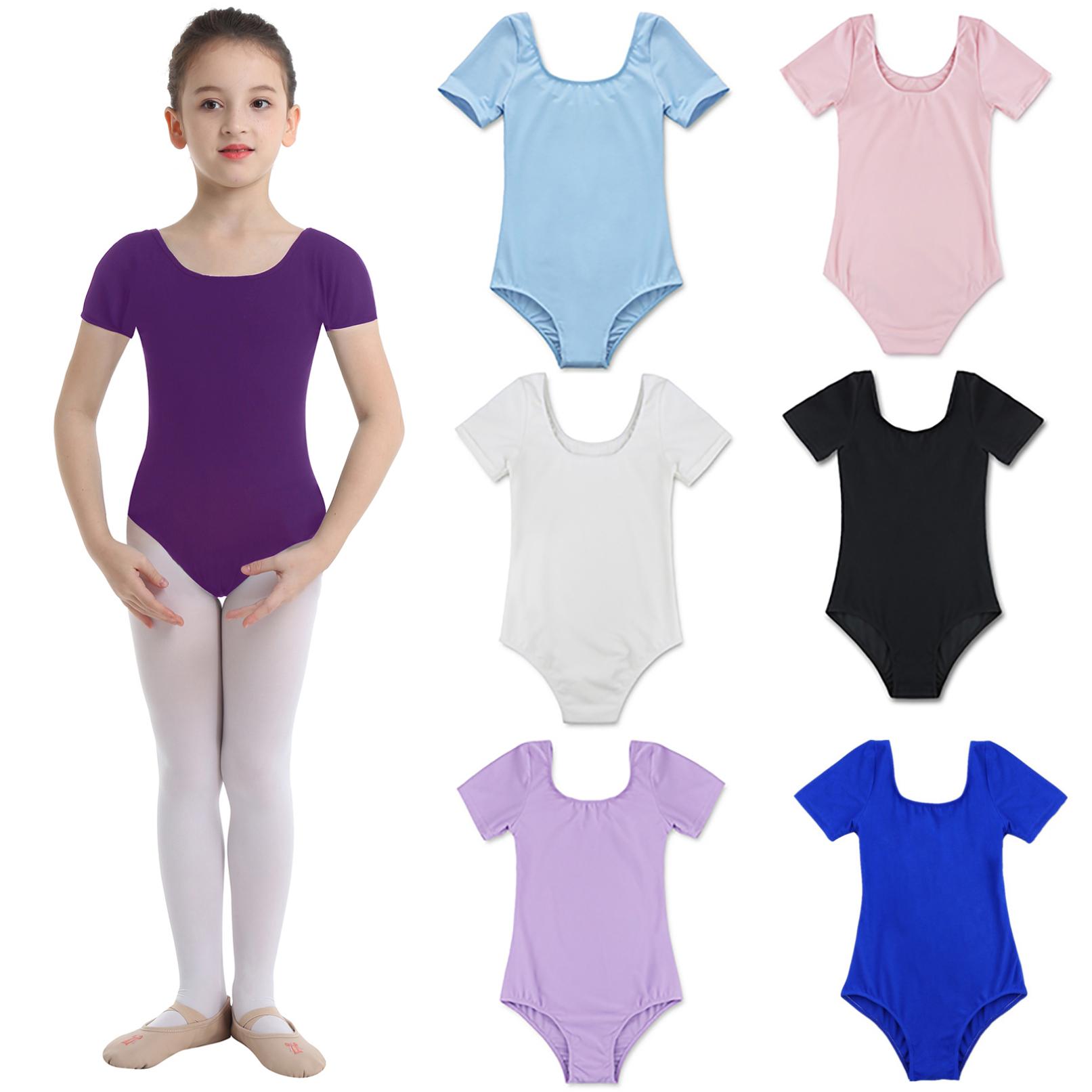 WinYing Kinderen Meisjes Korte Mouwen Stretchy Balletpak Gymnastiek Dans Turnpakje Danskleding 2-3 Years zwart