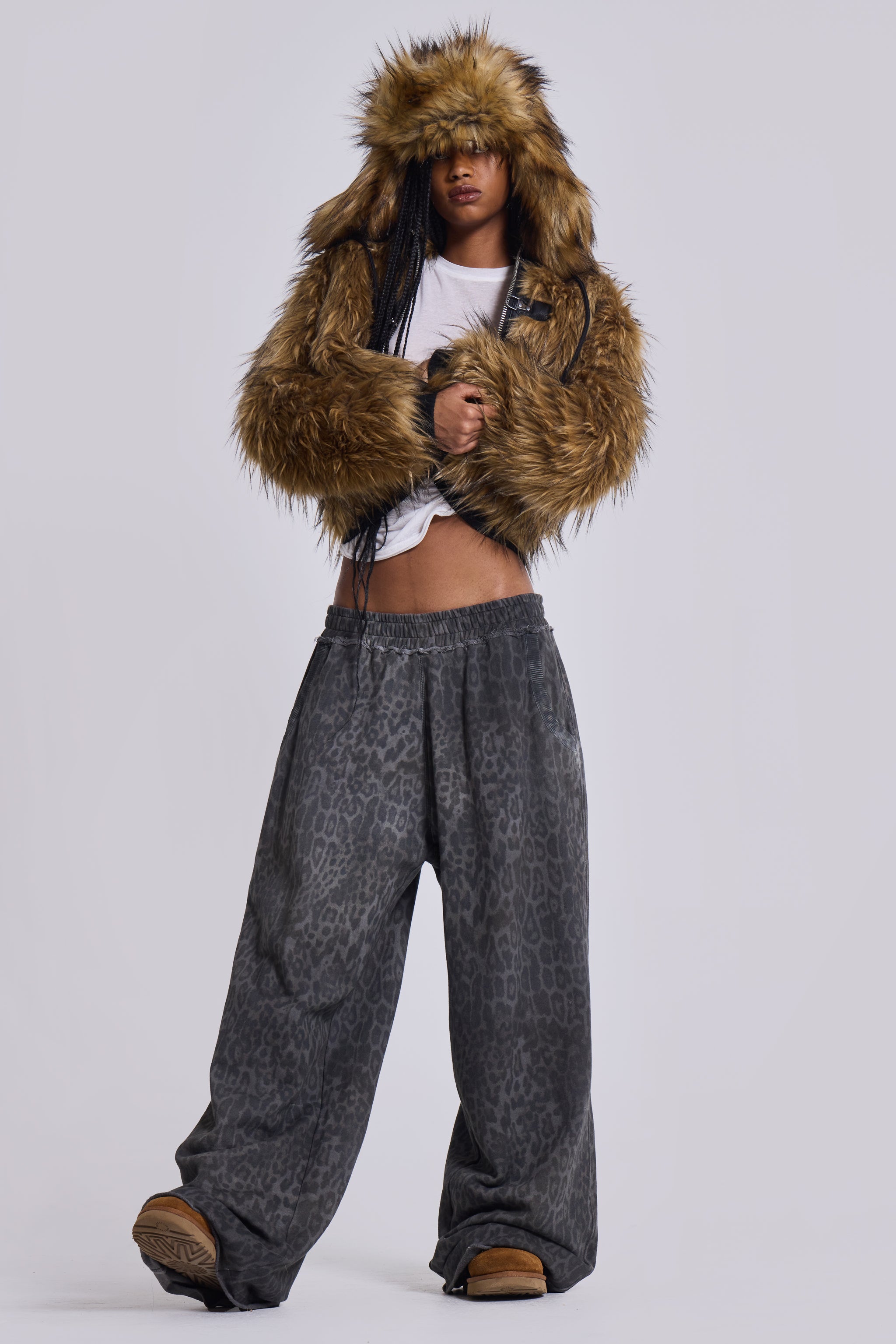 Jaded London Charcoal Leopard Monster Joggers