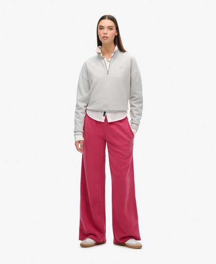 Superdry Female Wash Joggingbroek met Wijde Pijpen Roze