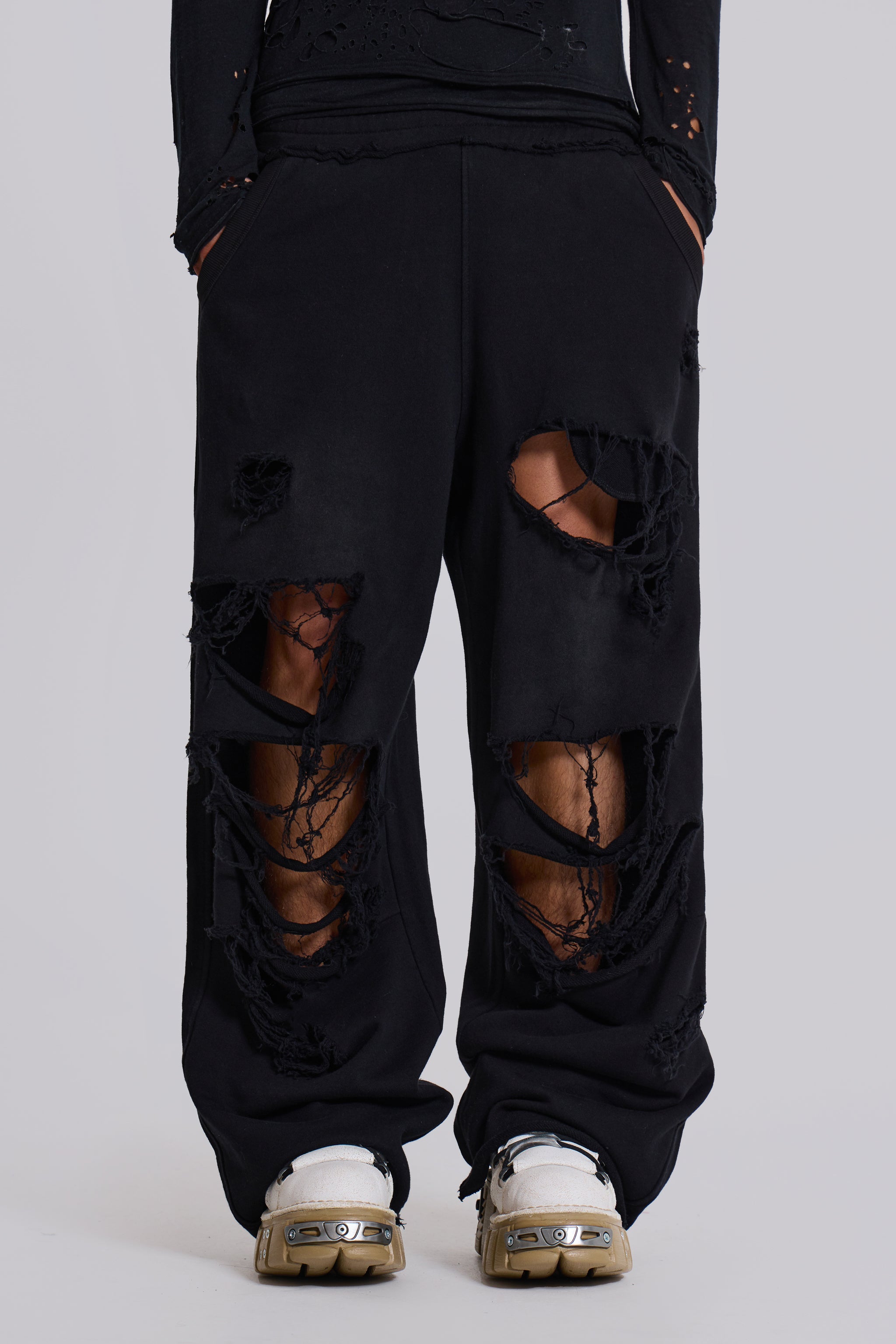 Jaded Man Distressed Black Baggy Monster Joggers