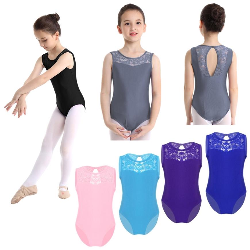 IEFiEL Kinderen Grote Meisjes Mouwloze Coltrui Kant Splice Gymnastiek Ballet Dans Turnpakje Dancewear Atletische Tank Tops 2-3 Years zwart