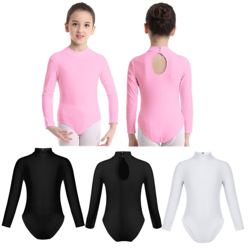 IEFiEL Meisjes Lange Mouwen Mock Hals Ballet Dans Kleding Gymnastiek Turnpakje Jumpsuit Unitard Ballerina Danskleding 3-4 Years zwart