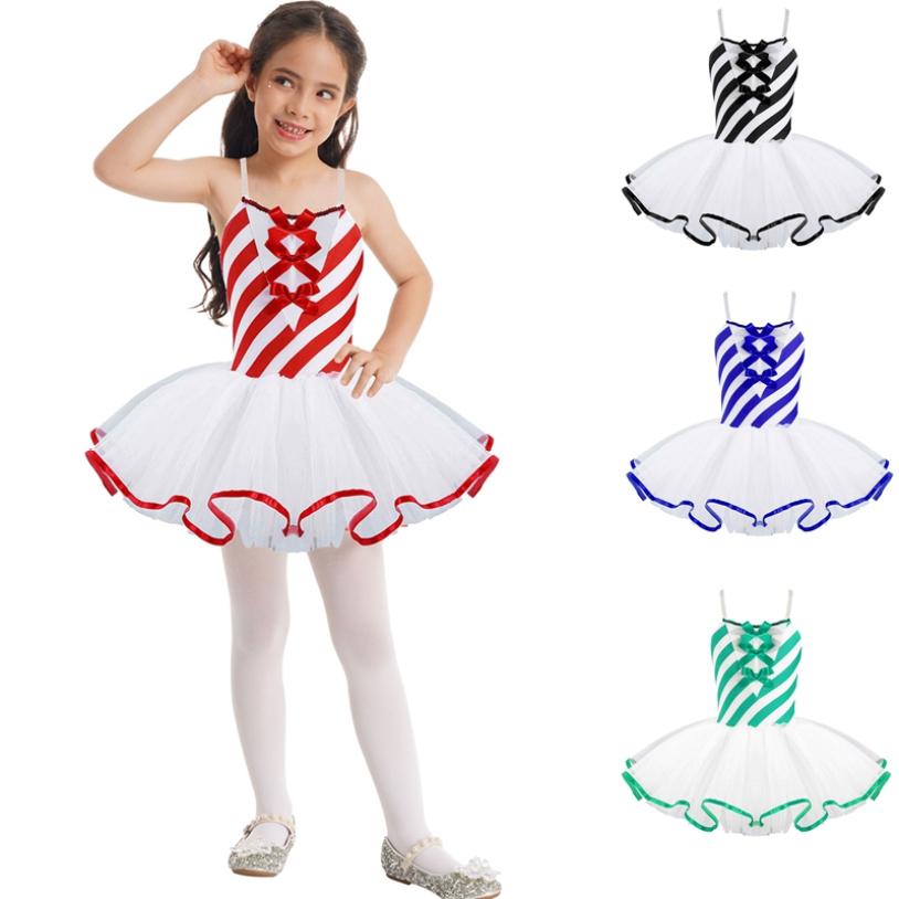 Inlzdz Kinderen Meisjes Spaghettibandjes Dancewear Ballet Dans Tutu Jurk Turnpakje Kerst Dansen Kostuum 3-4 Years rood