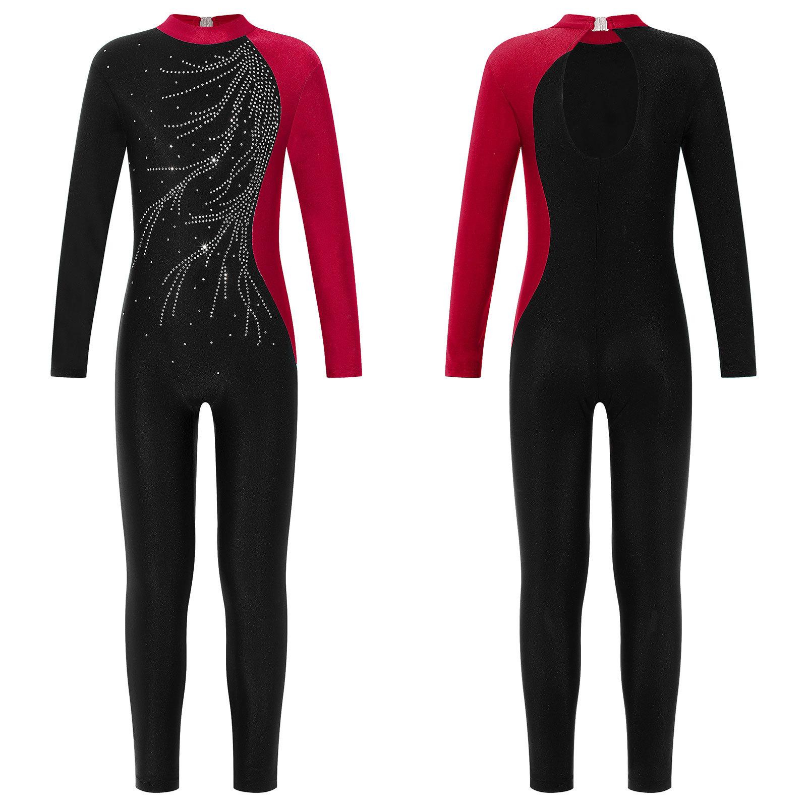 Fldy Eéndelige kleding met lange mouwen en ronde kraag Maillots Jumpsuit Kinderen Meisjes Schaatsen Sportkleding 5-6 Years zout water