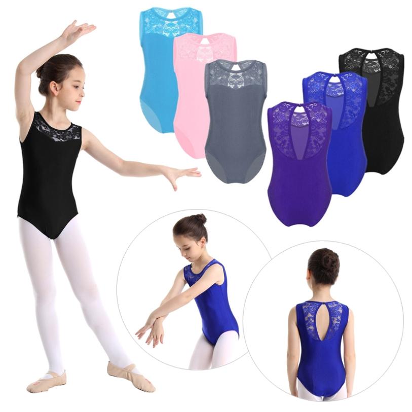 YONGHS Kinderen Meisjes Bloemen Kant Uitsparing Terug Gymnastiek Sport Tank Tops Ballet Dans Turnpakje Figuur Schaatsen Kleding 2-3 Years zwart