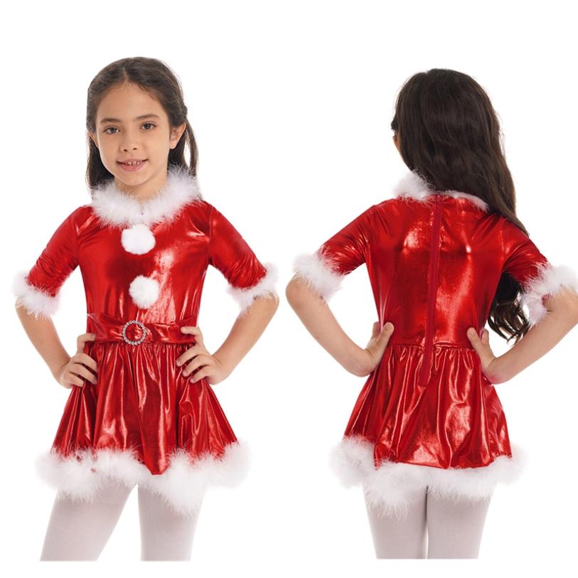 Daenrui Kinderen meisjes kunstschaatsen dans kostuum halve mouwen glanzend metallic kerst ballet dansjurk 3-4 Years goud