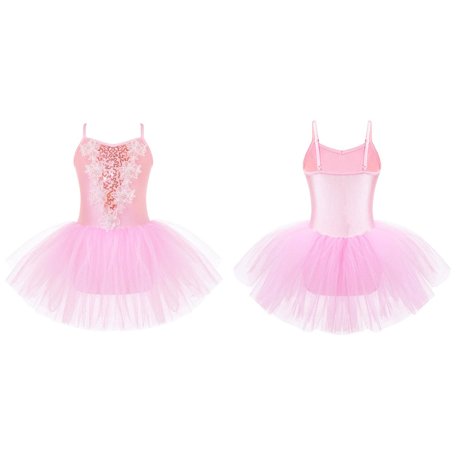 ZDHoor Meisjes Lovertjes Hemdje Ballet Tutu Jurk Rok Turnpakje Ballerina Glinsterende Danskleding 5-6 Years mintgroene kleur