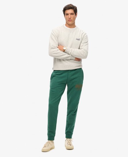 Superdry Mannen Klassieke Vintage Joggingbroek met Logo en Print Groen