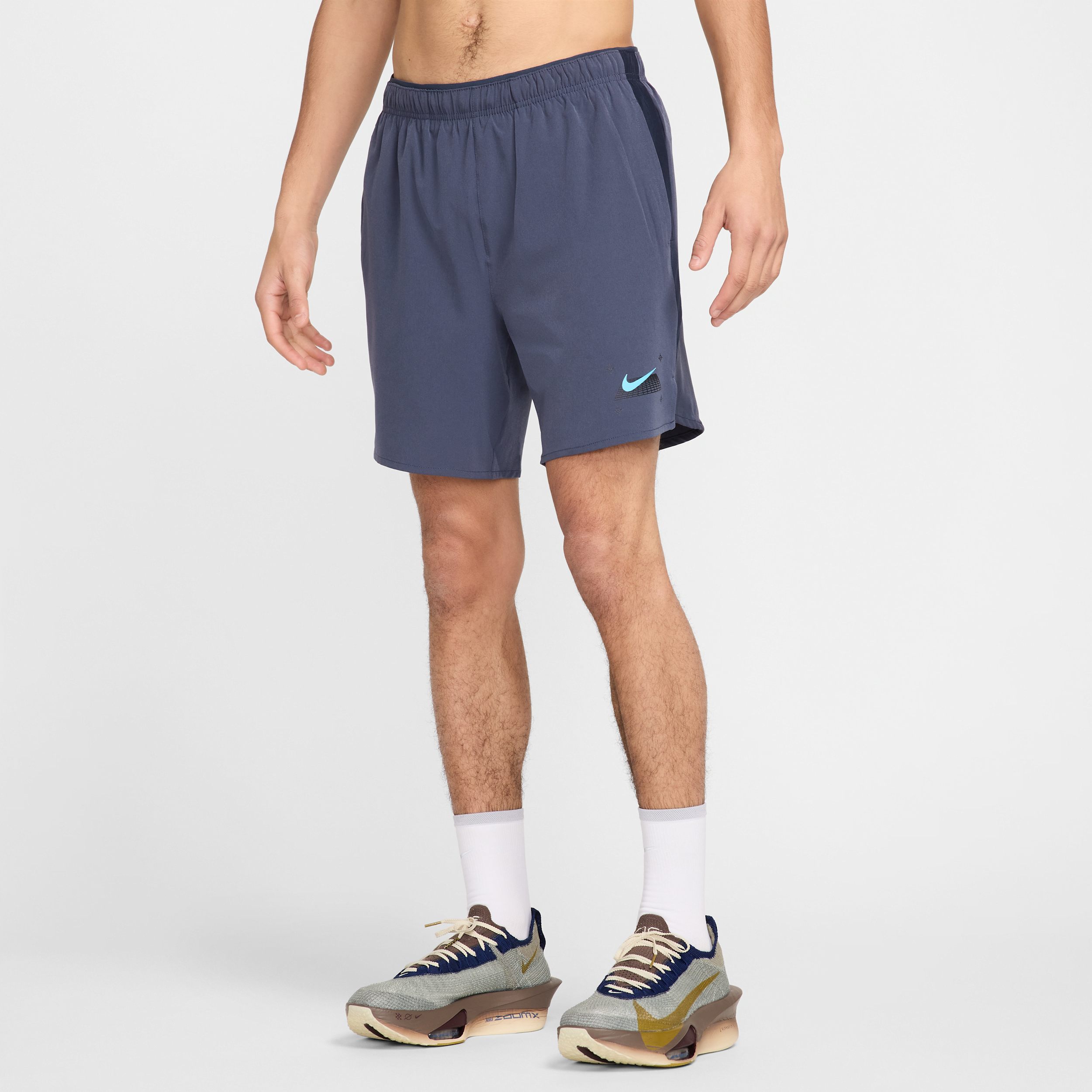 Nike Challenger herenshorts met binnenbroek (18 cm) - Blauw