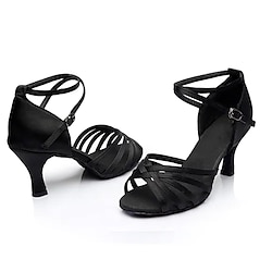 Light in the box zwarte latin dansschoenen voor dames met bandjes en kitten heels - comfortabele ballroom sandalen voor salsa en tango