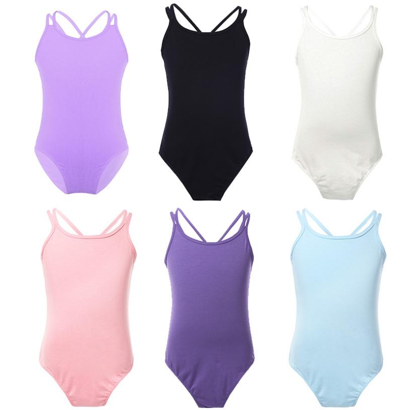 Inhzoy Kinderen Meisjes Spaghettibandjes Dans Turnpakje Criss Cross Hemdje Romper Ballet Gymnastiek Outfits Danskleding 3-4 Years lichtblauwe kleur