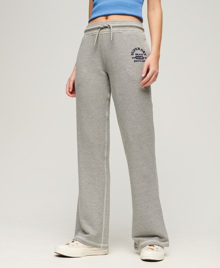 Superdry Vrouwen Athletic Essentials Joggingbroek met Lage Taille en Wijde Pijpen Grijs