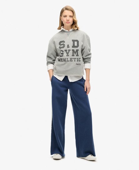 Superdry Vrouwen Essential Joggingbroek met Rechte Pijpen en Logo Blauw