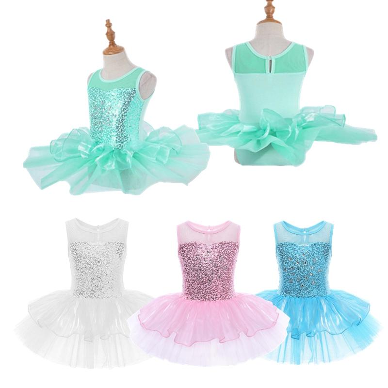 Sywiyi Ballet Leotard Jurk voor Kinderen Meisjes Glanzende Pailletten Tutu 4 Lagen Rok Ballerina Danskleding 2-3 Years blauw