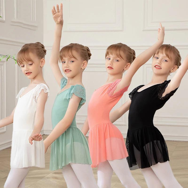 Love dance,love life Balletjurken Meisjes Korte Mouw Tutu Rok Balletkleding Gymnastiek Dansjurk Balletpak Kinderen Ballet T118 110 zwart