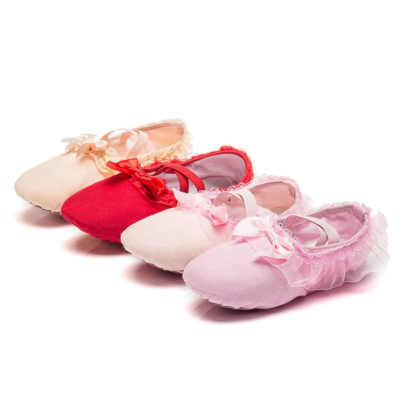AAFFLL SHOES Veterloze Lace Bow kinder dansschoenen zachte zool oefen prestaties balletschoenen dames 34 roze
