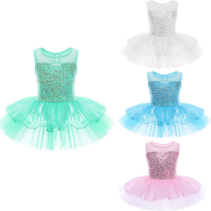 YOOJIA Meisjes's Pailletten Ballet Jurk Danskleding Kostuum met Chiffon Leotard Gymnastiek Dans Jurk 2-3 Years blauw
