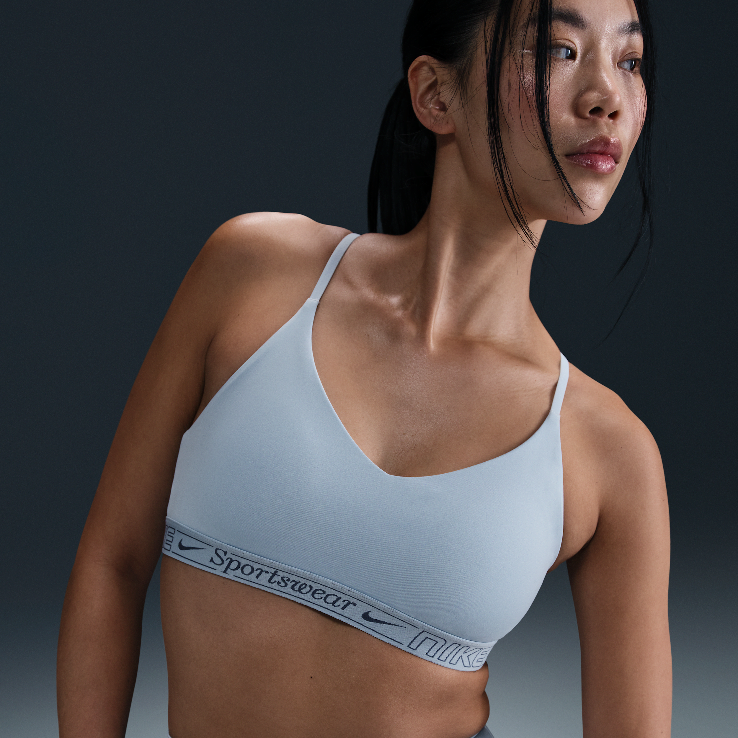 Nike Indy verstelbare padded sport-bh met lichte ondersteuning - Blauw