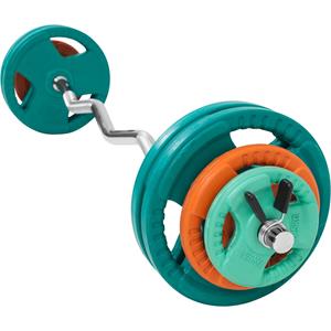 Gorilla Sports EZ-curlset 35 kg Gripper Gietijzer Rubber Coating - Veersluiting 30 mm