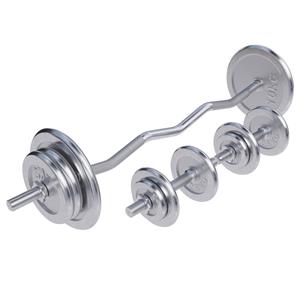 Gorilla Sports EZ-curlset 70 kg Chroom - 30 mm
