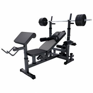 Gorilla Sports Universele Halterbank Zwart Met 40 kg Halterset Kunststof