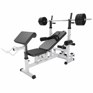 Gorilla Sports Universele Halterbank Wit Met 40 kg Halterset Kunststof