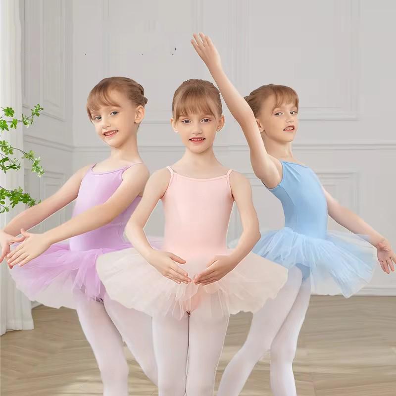 Love dance,love life Ballet Leotard Kind Meisjes Korte Mouw Katoen Tule Ballet Dans Leotard Jurk MD04 110 roze