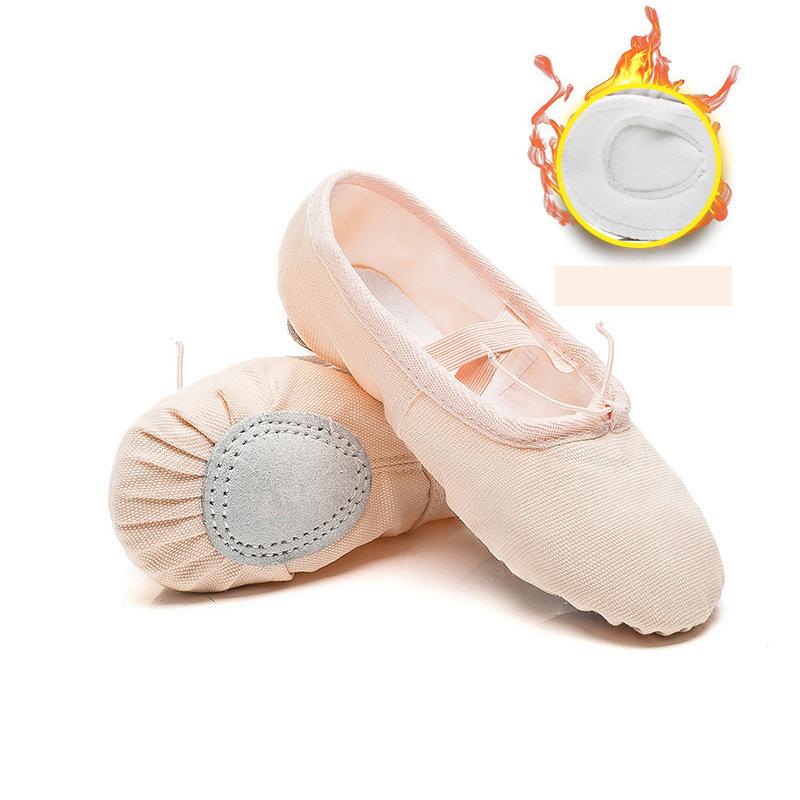 AAFFLL SHOES Gevoerde dansschoenen voor kinderen Meisjes herfst- en winter dikke balletschoenen Meisjes roze dansschoenen Zachte zolen oefenschoenen 34 rood