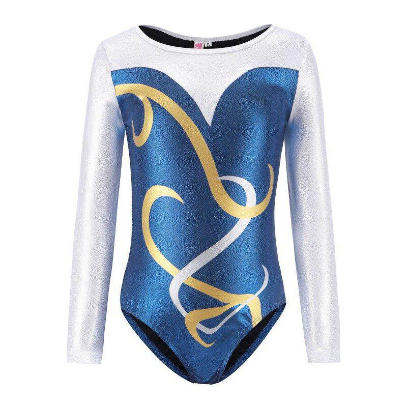 Sunnyway 5-12Y Gymnastiek Danspak Meisjes Lange Mouw Dans Leotards Kind Gestreepte Kostuums Gymnastiek Leotards Kinderen Dans Balletpakken 10